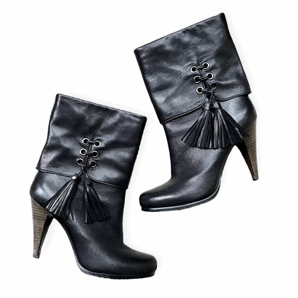 Coach Womens Legra Ankle Boots Booties Black Stacked Heel Tasseled, sz 7B - Picture 6 of 16